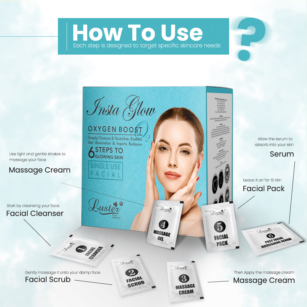 Luster Insta Glow Oxygen Boost Facial Kit – 40g