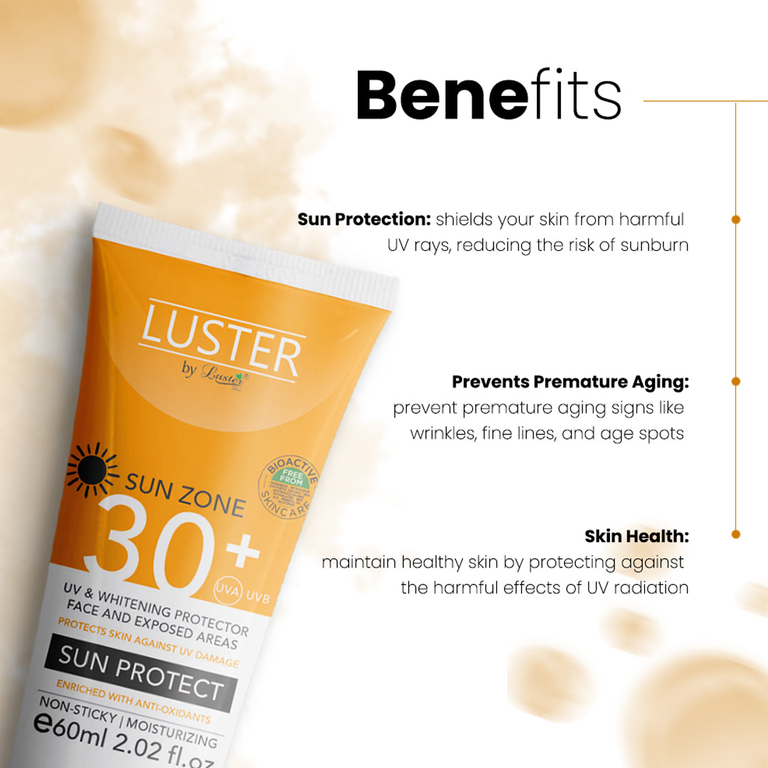 Luster Sun Protect-SPF 30+ (UVA & UVB) Non-Sticky & Moisturizing-60ml