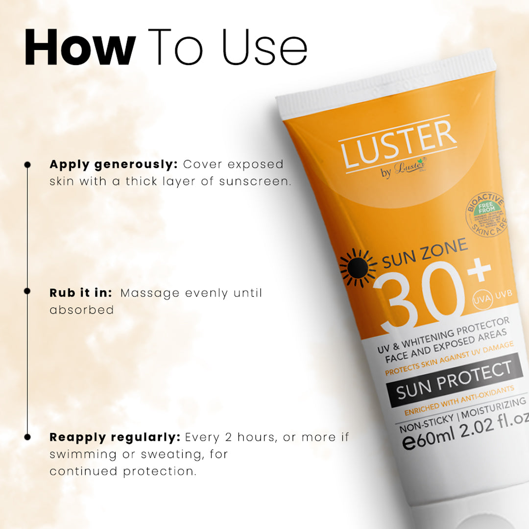 Luster Sun Protect-SPF 30+ (UVA & UVB) Non-Sticky & Moisturizing-60ml