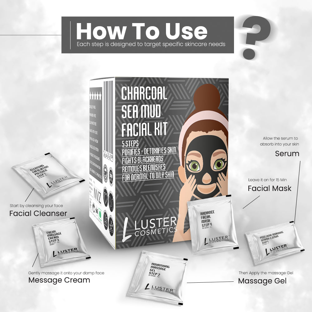 Luster Cosmetics Charcoal Sea Mud Facial Kit - 45g