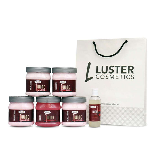 Luster Wine (Anti-ageing) Facial Kit Salon Eco Pack (2600 ml) - Paraben & Sulfate Free.