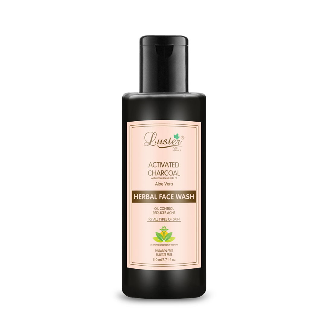 Luster Activated Charcoal Face Wash | Enriched With AloeVera Extracts | Reduces Acne | Face Wash For Oily & Dry Skin | For Women & Men (Paraben & Sulphate Free) -110ml - Luster Cosmetics