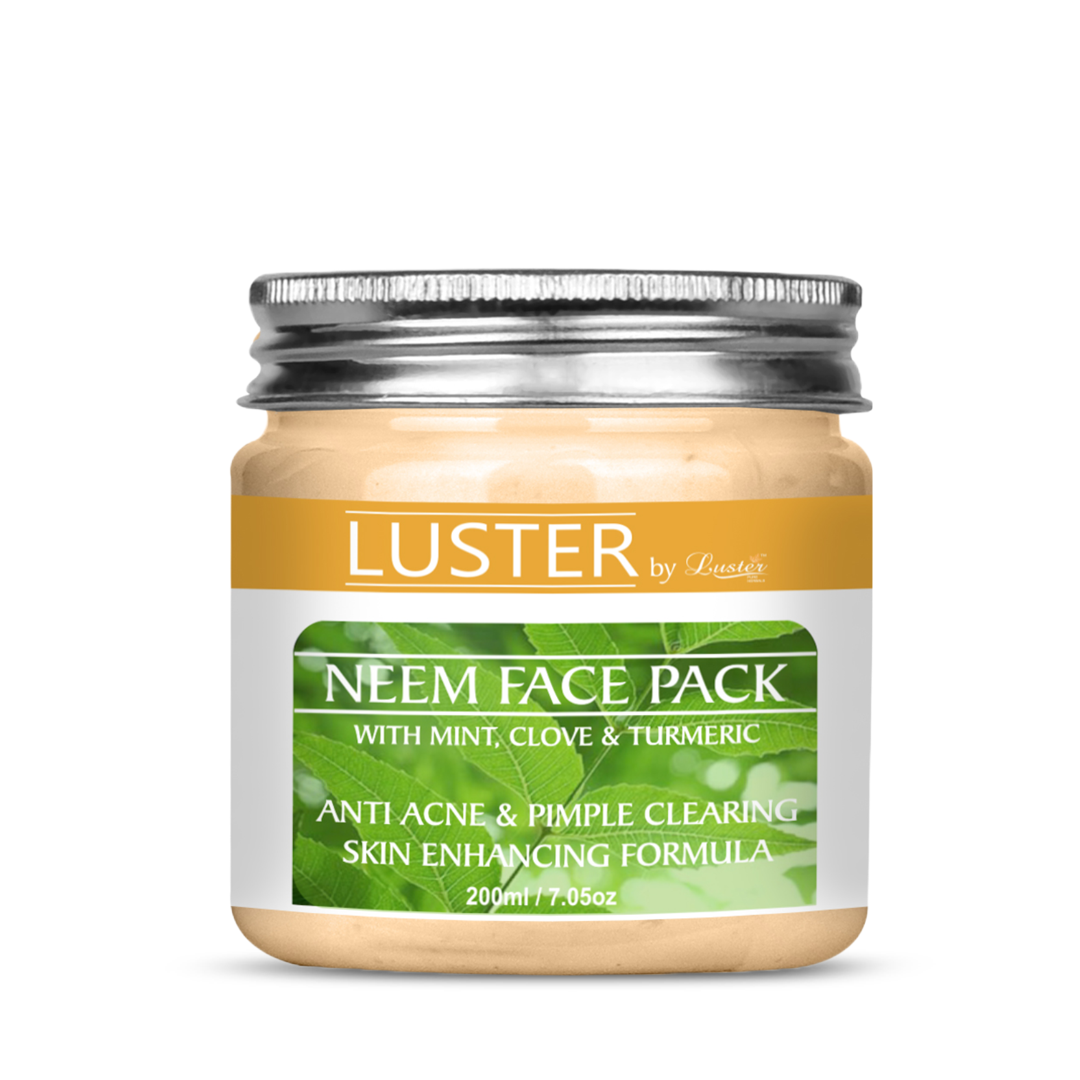 Luster Neem Face Pack | Anti-Acne | Pimple Clearing | Ayurvedic Face Pack | With Turmeric, Mint & Clove | Paraben Free | 200 g - Luster Cosmetics