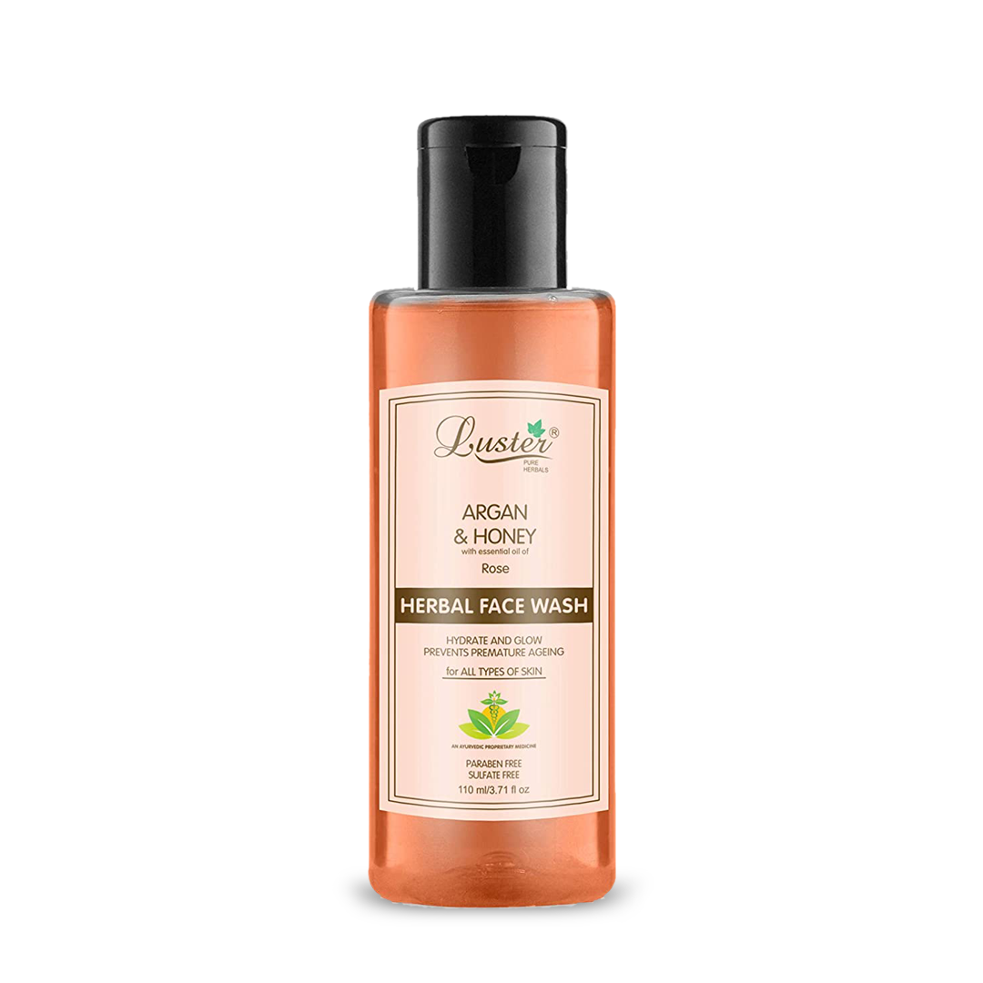 Luster Argan & Honey Face Wash | Enriched With Rose Extracts | Helps Hydrate & Glowing Skin | Herbal Face Wash For Glowing Skin | For Women & Men (Paraben & Sulphate Free) -110 ml - Luster Cosmetics