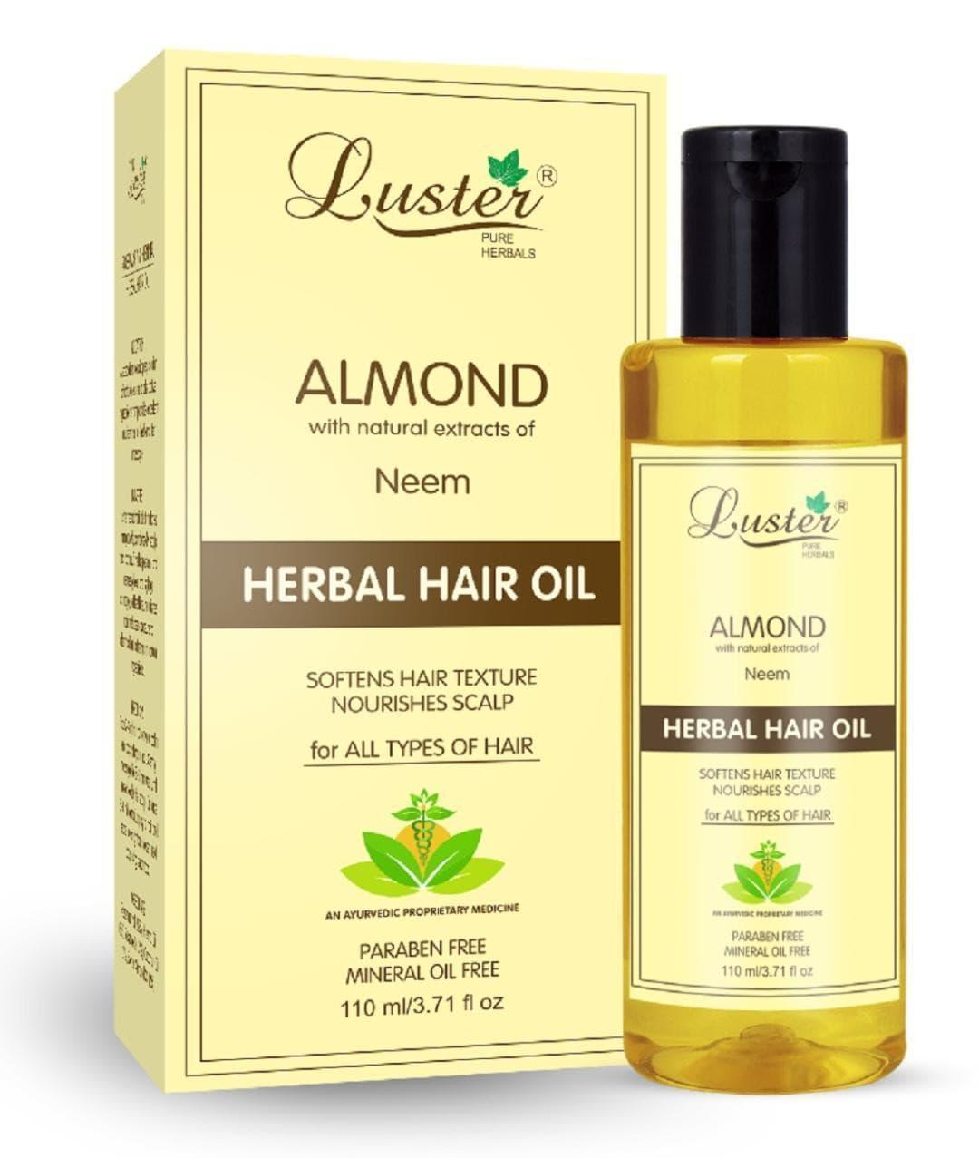 Luster Almond (Neem) Herbal Hair Oil (Paraben & Mineral Oil Free)-110 ml - Luster Cosmetics