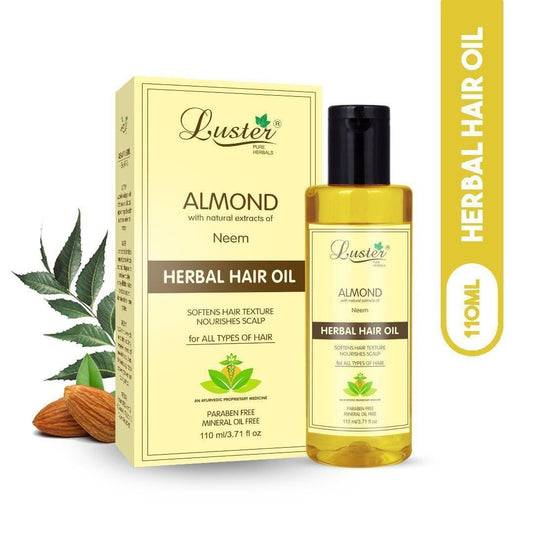 Luster Almond (Neem) Herbal Hair Oil (Paraben & Mineral Oil Free)-110 ml - Luster Cosmetics