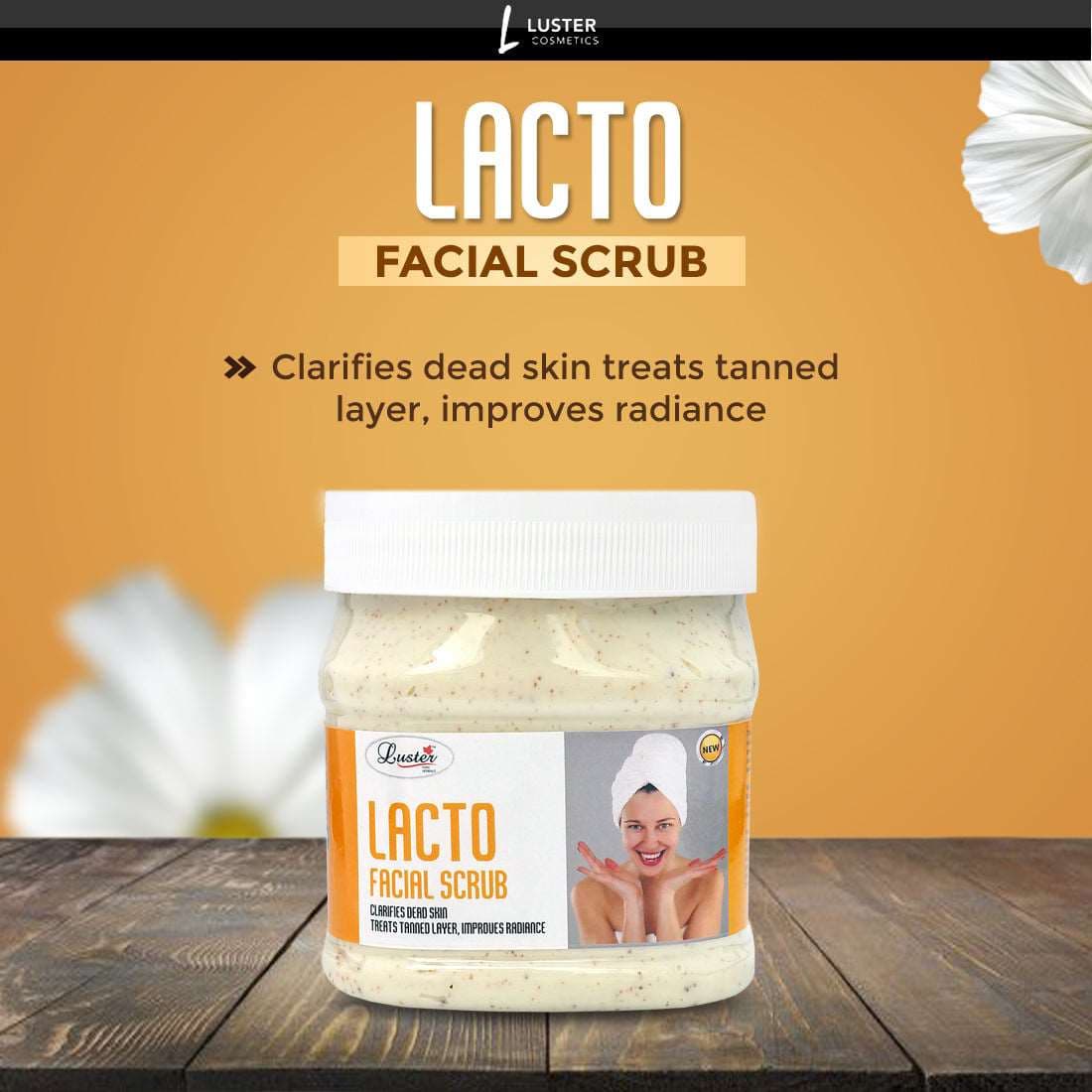 Luster Lacto Face & Body Facial Scrub For Women & Men (Paraben & Sulfate Free) - 500 ml
