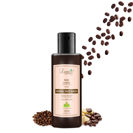 Luster Raw Coffee Face Wash | Enriched With Cocoa Extracts | Reduces Puffiness | Face Wash For Glowing Skin | Women & Men’s Face Wash (Paraben & Sulphate Free) -110ml - Luster Cosmetics