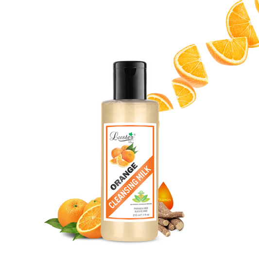 Luster Orange Deep Cleansing Milk | Enriched With Orange Extracts | Ultra Clean & Refreshing | Cleansing Milk For Face Makeup Remover | Paraben & Sulfate Free - 210ml - Luster Cosmetics
