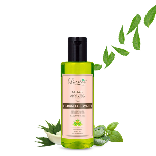 Luster Neem & Aloe Vera Face Wash | Enriched With Tulsi Extracts | Reduces Pimples & Clear Complexion | Face Wash For Women & Men | All Skin Types (Paraben & Sulphate Free) -110ml - Luster Cosmetics