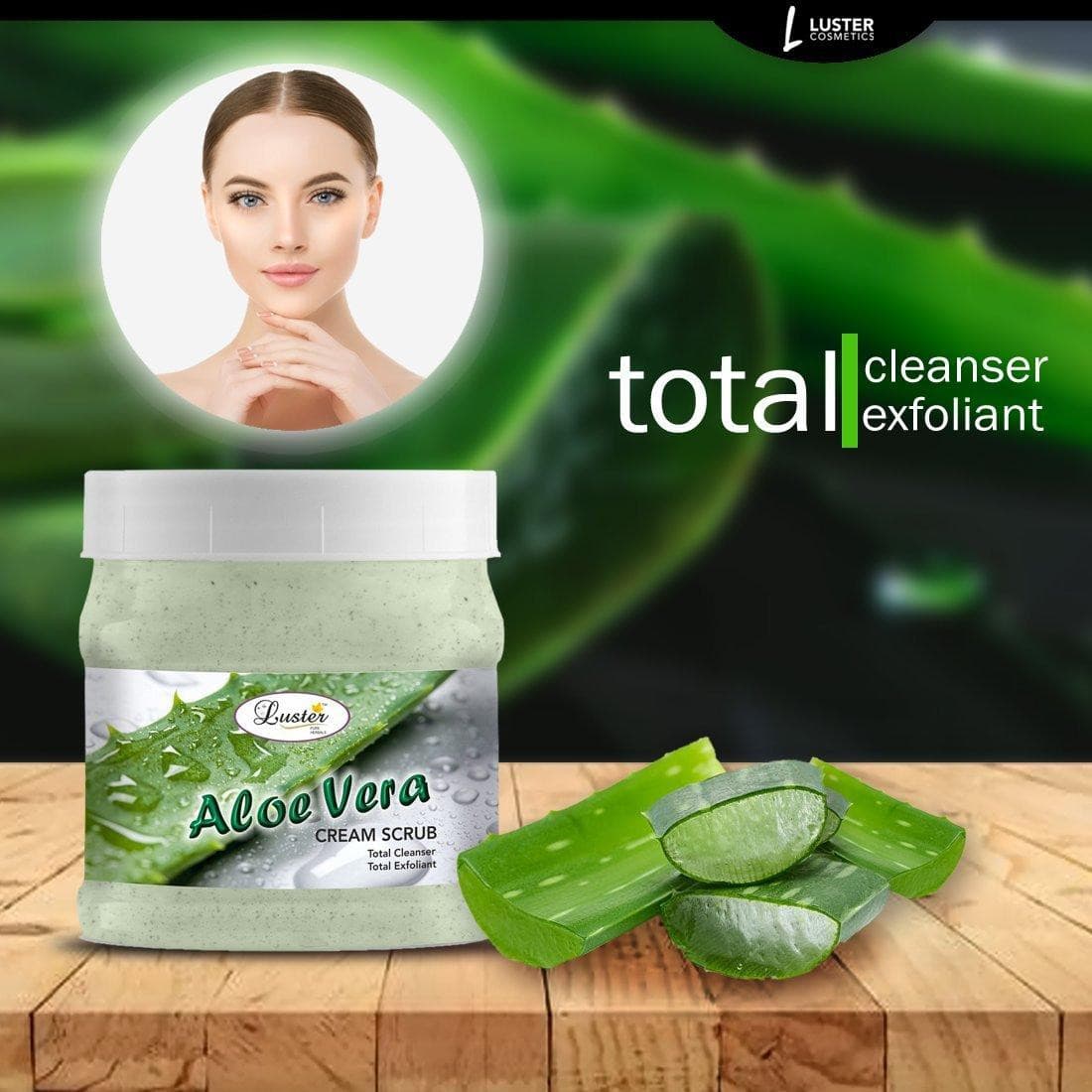 Luster Aloe Vera Skin Nourishing Face & Body Facial Cream Scrub (Paraben & Sulfate Free)-500 gm - Luster Cosmetics