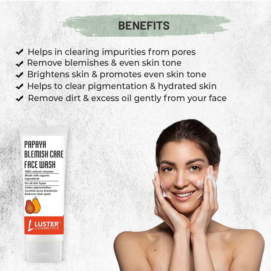 Luster Cosmetics Papaya Combo Pack | Face Wash & Facial Kit - Pack of 2