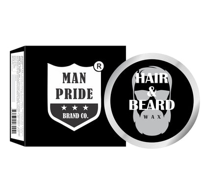 Man Pride Brand Co. Combo Pack | Beard Oil For Faster Beard Growth (30ml) | Charcoal, Neem & Aloe Vera Foaming Face Wash with Brush (100ml) | Stronghold Hair & Beard Wax For Men (75g). - Luster Cosmetics