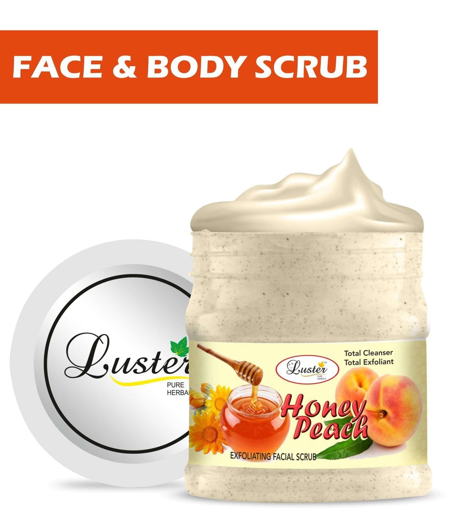 Luster Honey Peach Face & Body Cream Scrub (Paraben & Sulfate Free)-500ml