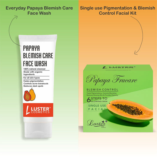 Luster Cosmetics Papaya Combo Pack | Face Wash & Facial Kit - Pack of 2