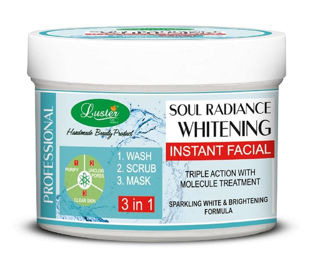 Luster Soul Radiance Instant Facial 3 in 1 - Wash, Scrub & Mask (Paraben & Sulfate Free)-400 gm - Luster Cosmetics