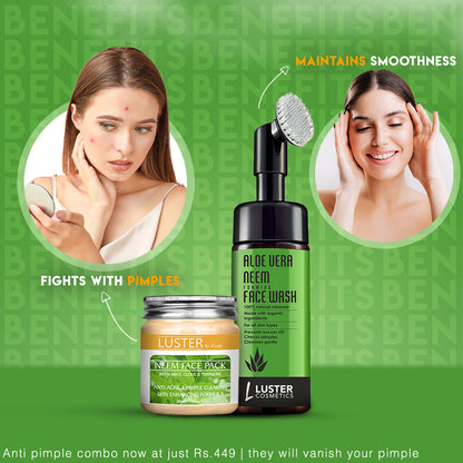 Luster Pimple Fight Combo – Neem Face Pack & Aloe Vera Foaming Face Wash
