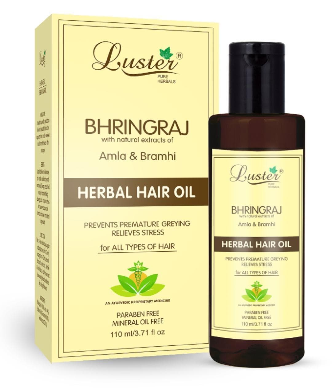 Luster Bhringraj Herbal Hair Oil (Paraben & Mineral Oil Free)-110 ml - Luster Cosmetics