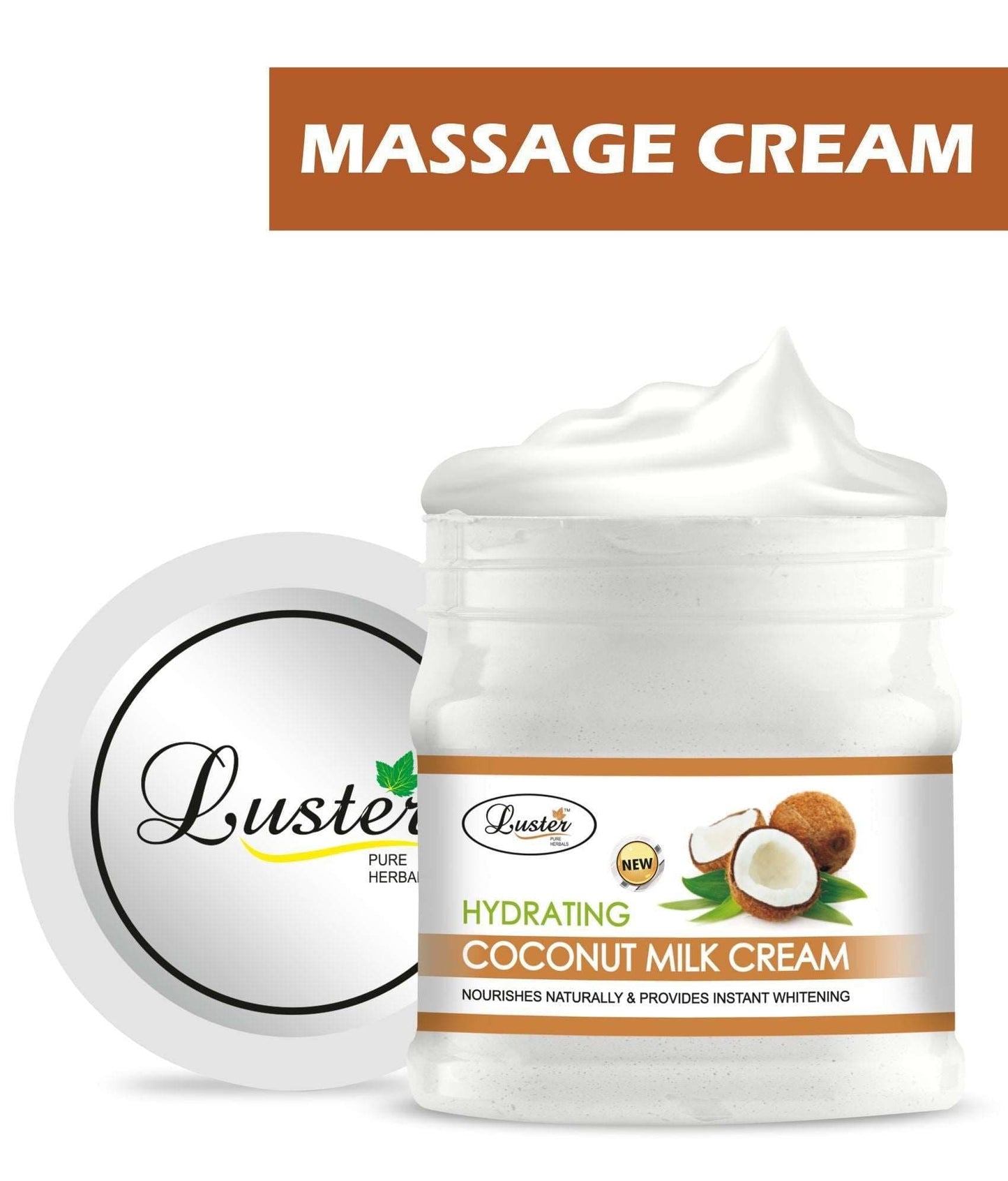 Luster Hydrating Coconut Milk Facial Massage Cream (Paraben & Sulfate Free)-500ml - Luster Cosmetics