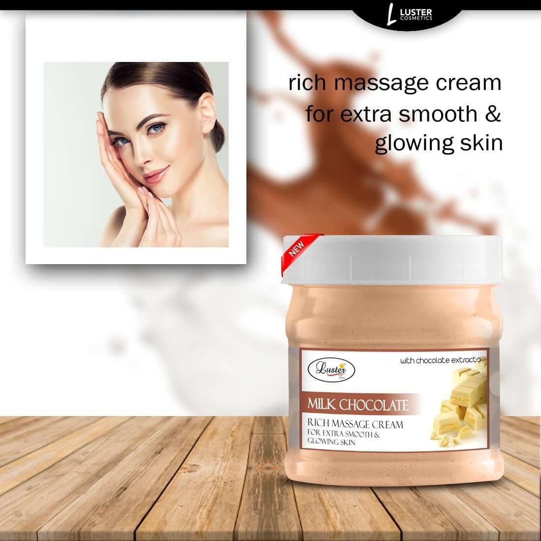 Luster Milk Chocolate Rich Facial Massage Cream (Paraben & Sulfate Free)-500ml