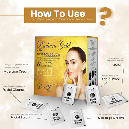 Luster 24k Radiant Gold Lustrous Glow Facial Kit – 40g