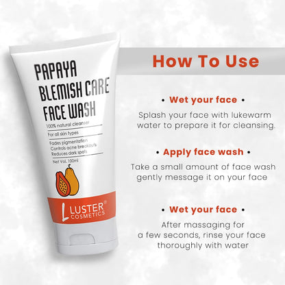 Luster Cosmetics Papaya Blemish Care Face Wash - 100ml