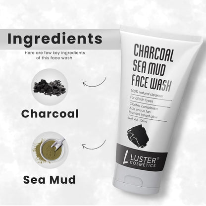 Luster Cosmetics Charcoal Sea Mud Face Wash - 100ml