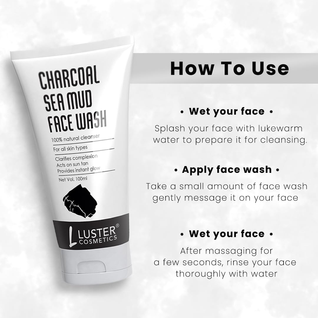 Luster Cosmetics Charcoal Sea Mud Face Wash - 100ml