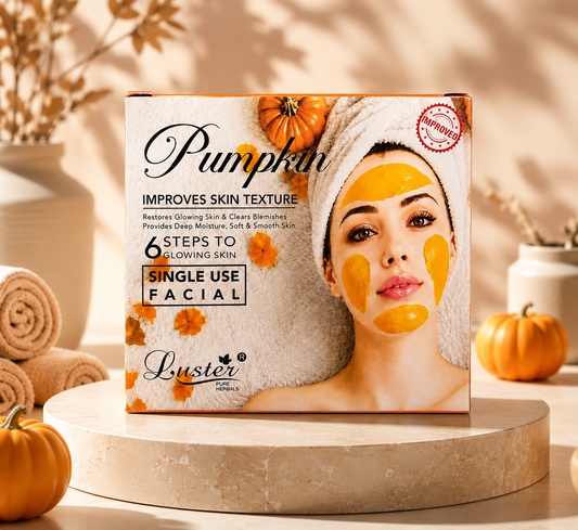 Luster Pumpkin Single Use Facial Kit – 6 Step Glowing Skin Facial - 50ML