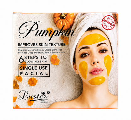 Luster Pumpkin Single Use Facial Kit – 6 Step Glowing Skin Facial - 320ML