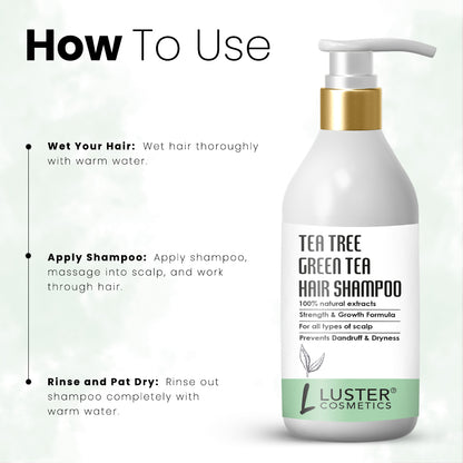 Luster Cosmetics Tea Tree & Green Tea Hair Shampoo - 300ml