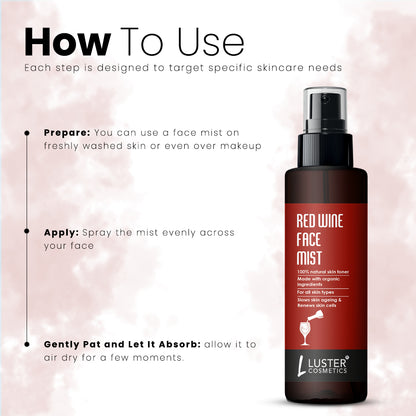 Luster Cosmetics Red Wine Face Mist Skin Toner - 115ml