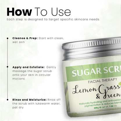 Luster Lemon Grass & Green Tea Sugar Scrub (Paraben & Sulfate Free)-200 g