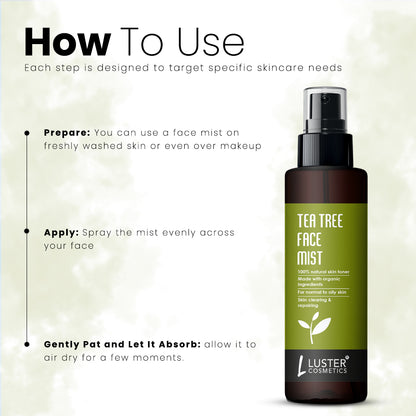 Luster Cosmetics Tea Tree Face Mist Skin Toner - 115ml