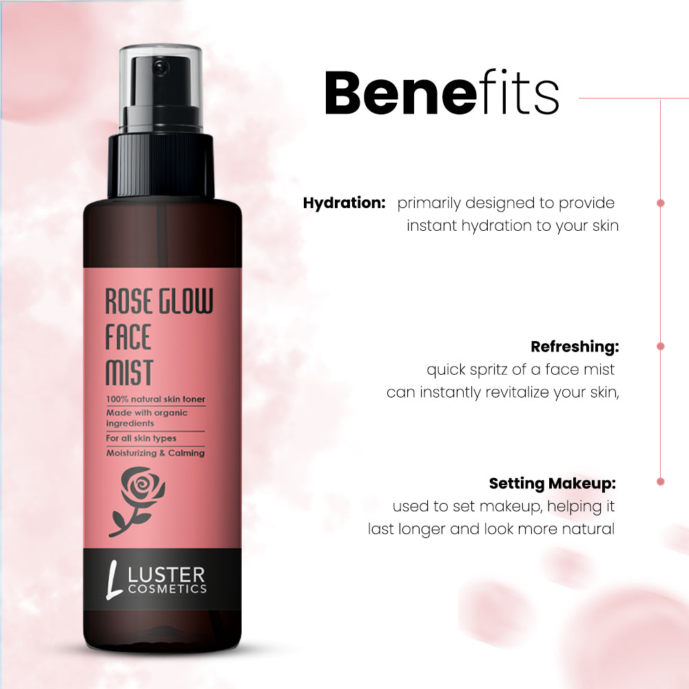 Luster Cosmetics Rose Glow Face Mist Skin Toner - 115ml