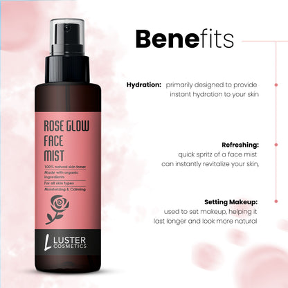 Luster Cosmetics Rose Glow Face Mist Skin Toner - 115ml