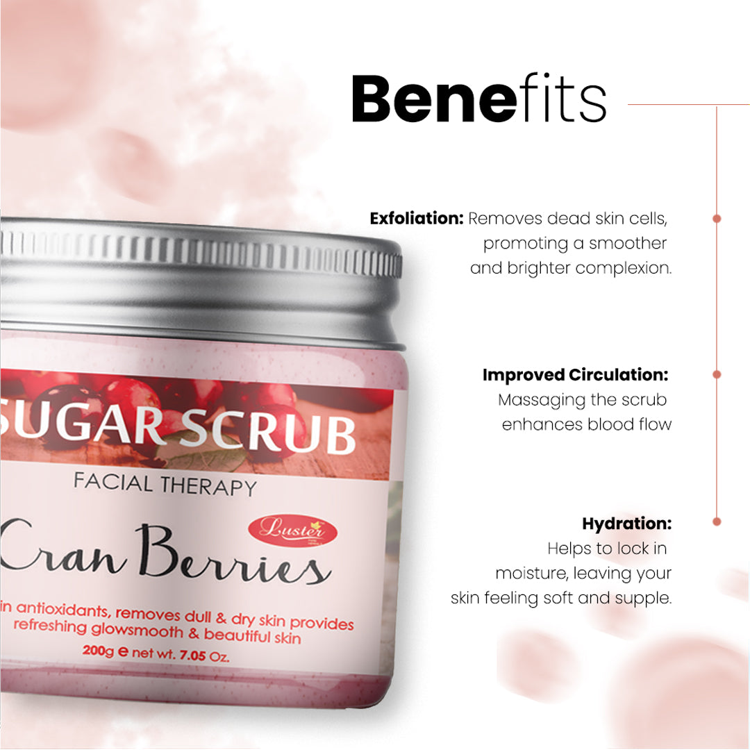 Luster Cranberries Sugar Scrub (Paraben & Sulfate Free)-200 gm