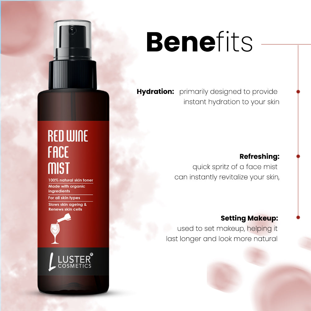 Luster Cosmetics Red Wine Face Mist Skin Toner - 115ml