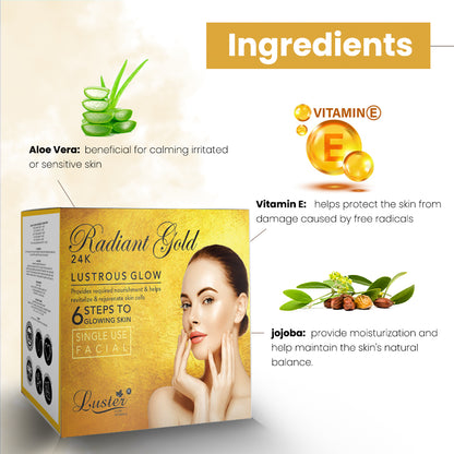 Luster 24k Radiant Gold Lustrous Glow Facial Kit – 40g