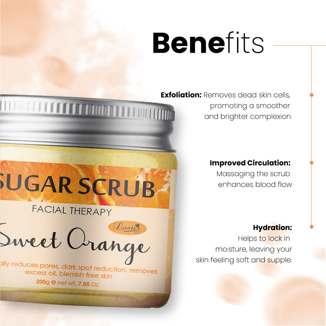 Luster Sweet Orange Sugar Scrub (Paraben & Sulfate Free)-200 gm
