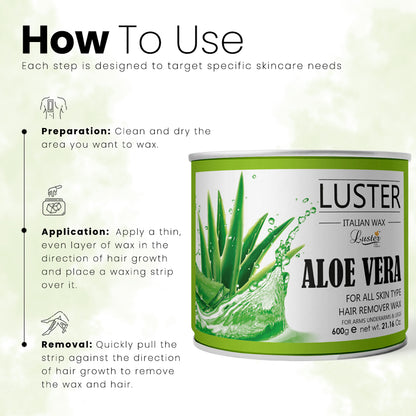 Luster Aloe Vera Hair Removal Hot Wax - 600g