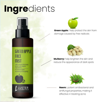Luster Cosmetics Green Apple Face Mist Skin Toner - 115ml