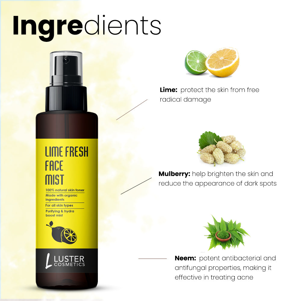Luster Cosmetics Lime Fresh Face Mist Skin Toner - 115ml