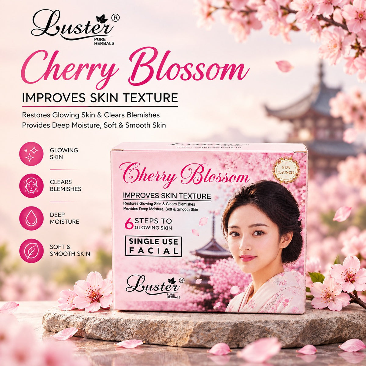 Luster Pure Herbals Cherry Blossom Facial Kit – Single Use Facial