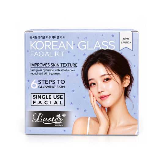 Luster Korean Glass Facial Kit – 6-Step Single-Use Facial for Glowing & Hydrated Skin - 50ML
