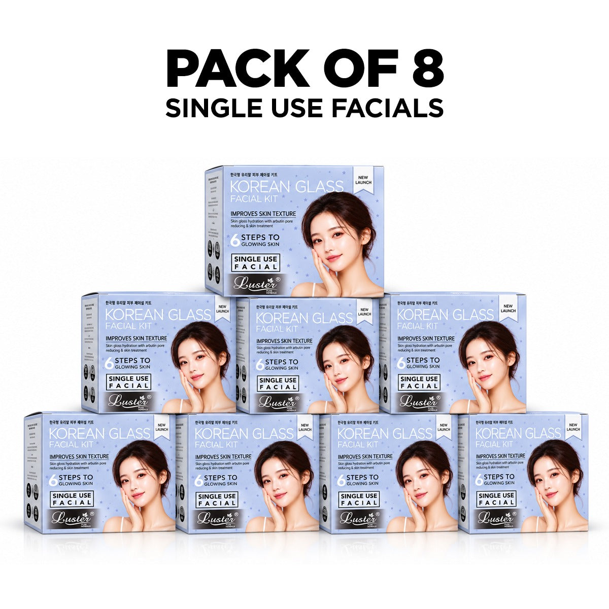 Luster Korean Glass Facial Kit – 6-Step Single-Use Facial for Glowing & Hydrated Skin - 320ML