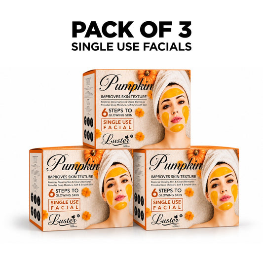 Luster Pumpkin Single Use Facial Kit – 6 Step Glowing Skin Facial - 120ML
