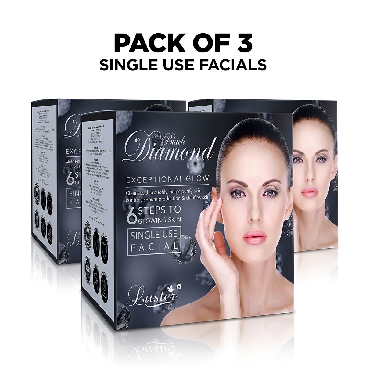 Luster Black Diamond Exceptional Glow Facial Kit - 120ml