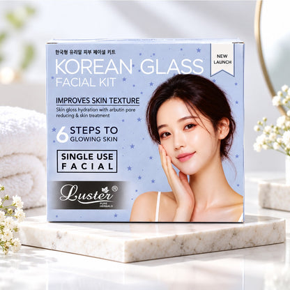 Luster Korean Glass Facial Kit – 6-Step Single-Use Facial for Glowing & Hydrated Skin - 50ML