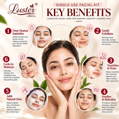 Luster Combo Pack of 6 Facial Kits – Six Facial Experiences for Glowing Skin | 240g